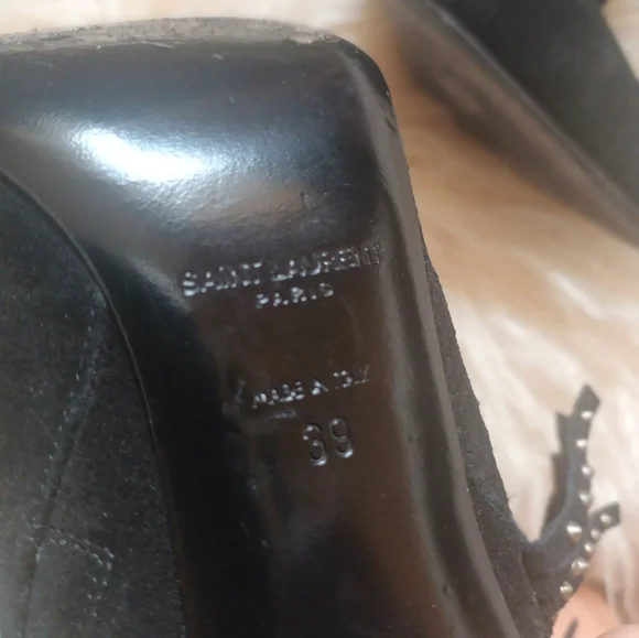YSL Black Seude Studded Fringe Booties Sz 39 - Picture 3 of 3